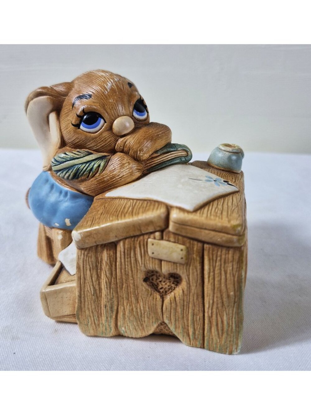 Vtg Pendlefin Boswell Rabbit At School Desk Hand Painted England Figurine READ